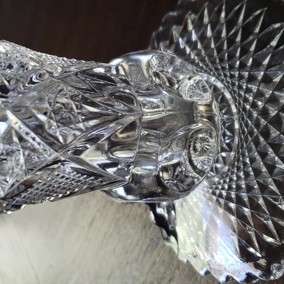 Vintage Antique Clear Glass Ruffled Sawtooth Paddle Wheel Pattern Vase 6.5" - Picture 13 of 16